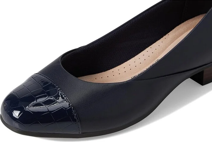 Clarks Juliet Rise Women's Slip-on Dress Shoes Navy Leather : 6.5 D - Wide - Image 7