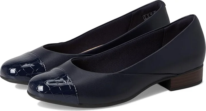 Clarks Juliet Rise Women's Slip-on Dress Shoes Navy Leather : 6.5 D - Wide