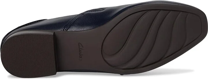 Clarks Juliet Trim Women's Flat Shoes Navy Leather : 7 D - Wide - Image 3