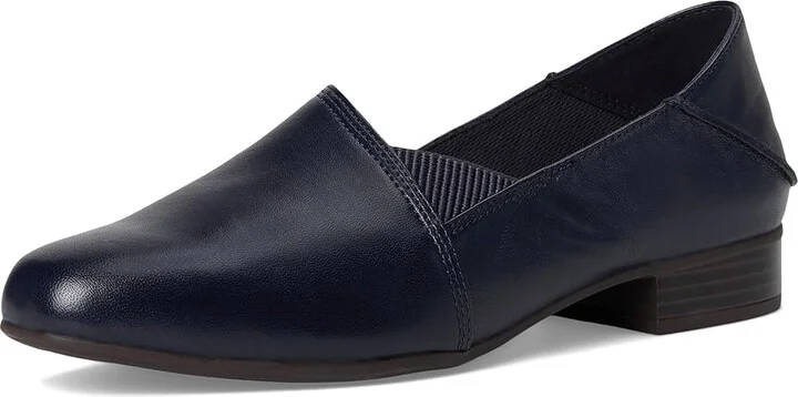 Clarks Juliet Trim Women's Flat Shoes Navy Leather : 7 D - Wide - Image 5
