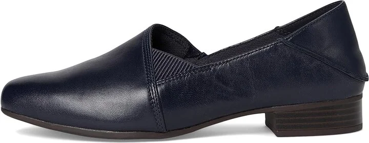 Clarks Juliet Trim Women's Flat Shoes Navy Leather : 7 D - Wide - Image 6
