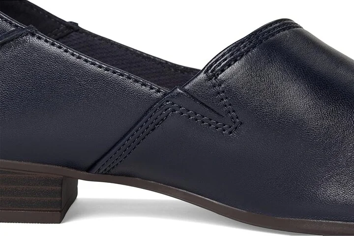 Clarks Juliet Trim Women's Flat Shoes Navy Leather : 7 D - Wide - Image 7