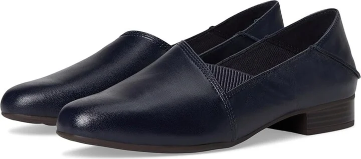 Clarks Juliet Trim Women's Flat Shoes Navy Leather : 7 D - Wide