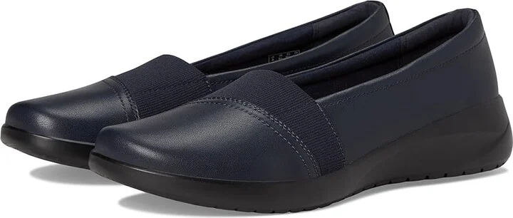 Clarks Kaetlyn Rhea Women's Flat Shoes Navy Leather : 10 B - Medium