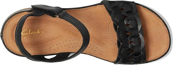 Clarks Kassanda Bar Women's Sandals Black Leather : 9 C - Wide, Suede - Image 2