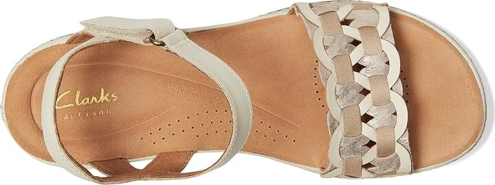 Clarks Kassanda Bar Women's Sandals Cream Leather : 9.5 B - Medium, Suede - Image 2