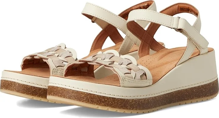 Clarks Kassanda Bar Women's Sandals Cream Leather : 9.5 B - Medium, Suede