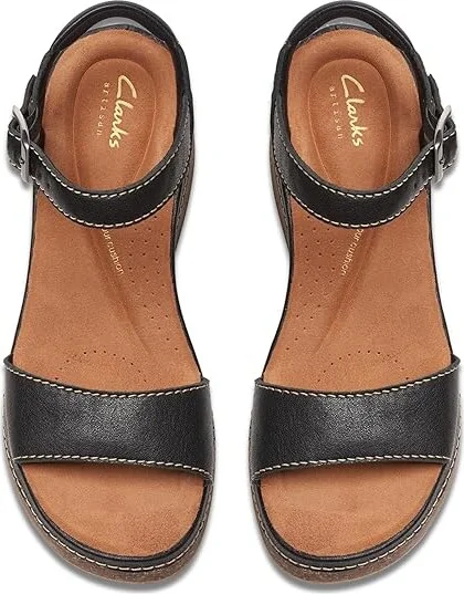 Clarks Kassanda Lily Women's Sandals Black Leather : 7 C - Wide - Image 2