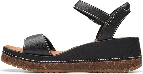 Clarks Kassanda Lily Women's Sandals Black Leather : 7 C - Wide - Image 5