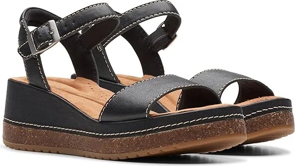 Clarks Kassanda Lily Women's Sandals Black Leather : 7 C - Wide