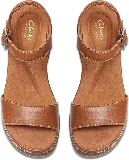 Clarks Kassanda Lily Women's Sandals Tan Leather : 8 C - Wide - Image 2