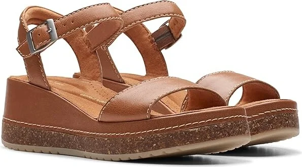 Clarks Kassanda Lily Women's Sandals Tan Leather : 8 C - Wide