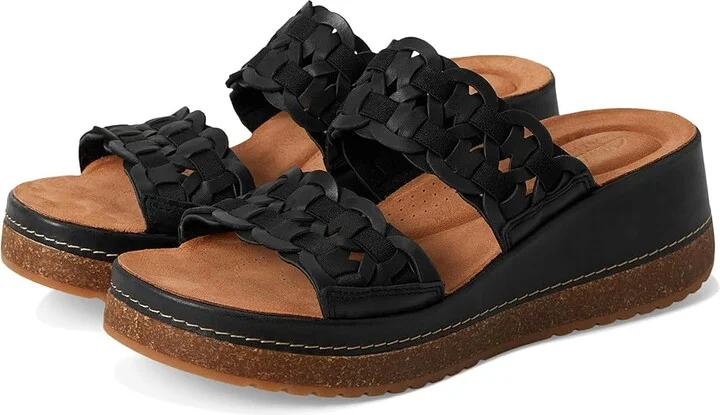 Clarks Kassanda Mule Women's Sandals Black Combi Leather : 12 B - Medium, Leather/Rubber/Suede