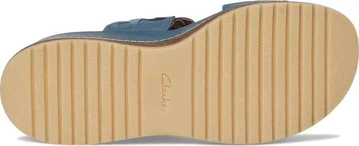 Clarks Kassanda Mule Women's Sandals Blue Combi Leather : 8.5 C - Wide, Leather/Rubber/Suede - Image 3