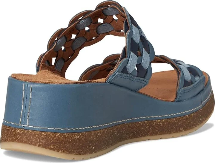Clarks Kassanda Mule Women's Sandals Blue Combi Leather : 8.5 C - Wide, Leather/Rubber/Suede - Image 4