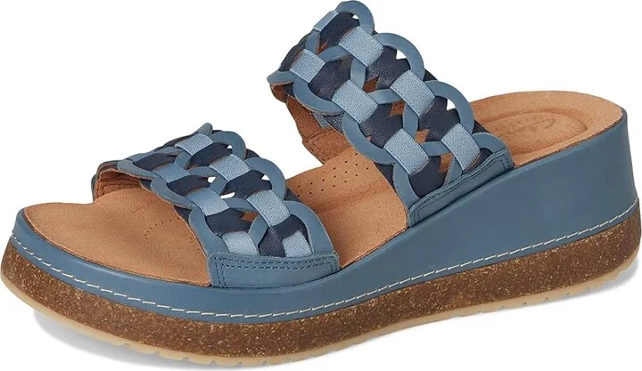 Clarks Kassanda Mule Women's Sandals Blue Combi Leather : 8.5 C - Wide, Leather/Rubber/Suede - Image 5