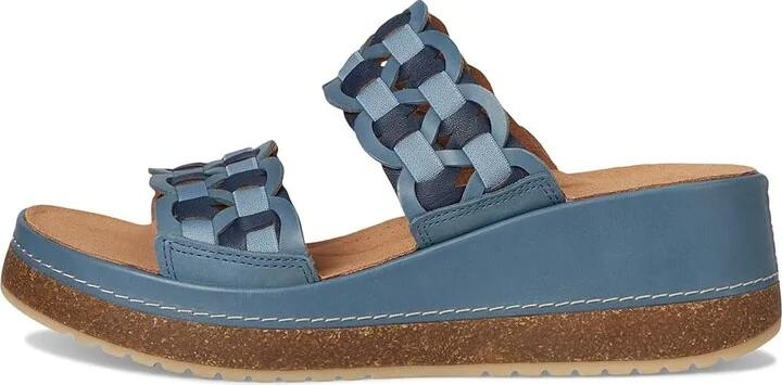 Clarks Kassanda Mule Women's Sandals Blue Combi Leather : 8.5 C - Wide, Leather/Rubber/Suede - Image 6