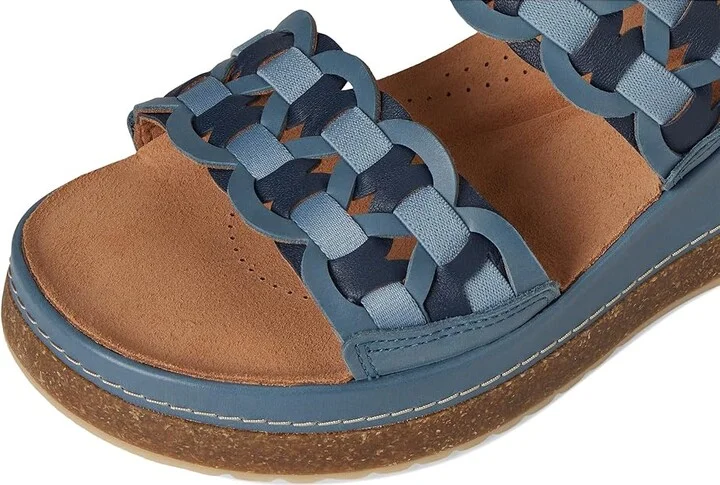 Clarks Kassanda Mule Women's Sandals Blue Combi Leather : 8.5 C - Wide, Leather/Rubber/Suede - Image 7