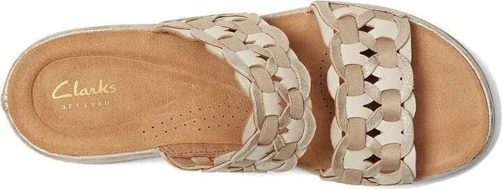 Clarks Kassanda Mule Women's Sandals Metallic Combi Leather : 7 B - Medium, Leather/Rubber/Suede - Image 2