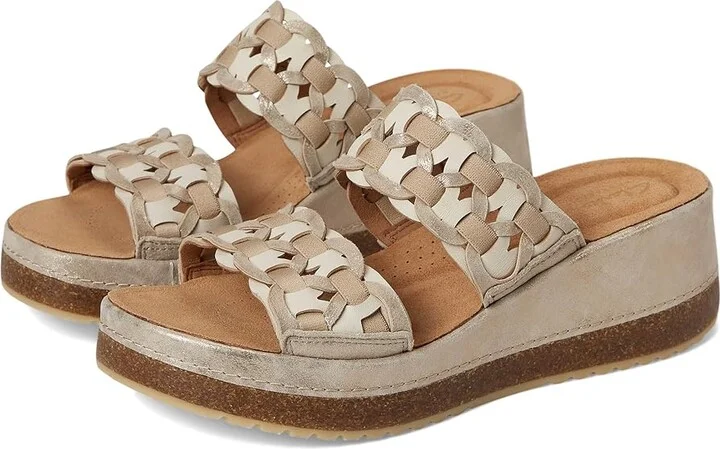 Clarks Kassanda Mule Women's Sandals Metallic Combi Leather : 7 B - Medium, Leather/Rubber/Suede