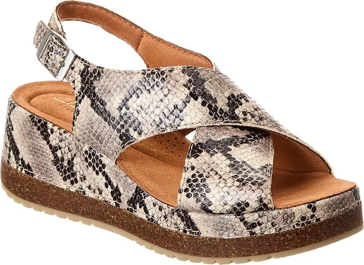 Clarks Kassanda Step Leather Wedge Sandals