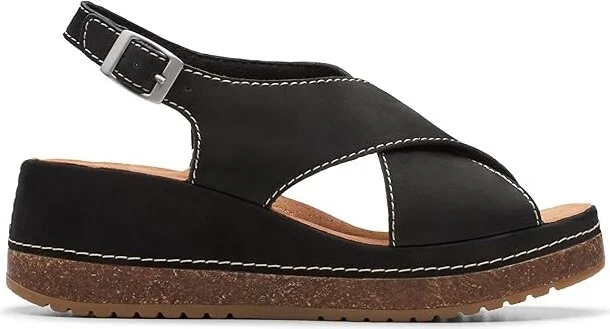Clarks Kassanda Step Women's Sandals Black Nubuck : 8 C - Wide, Leather - Image 6