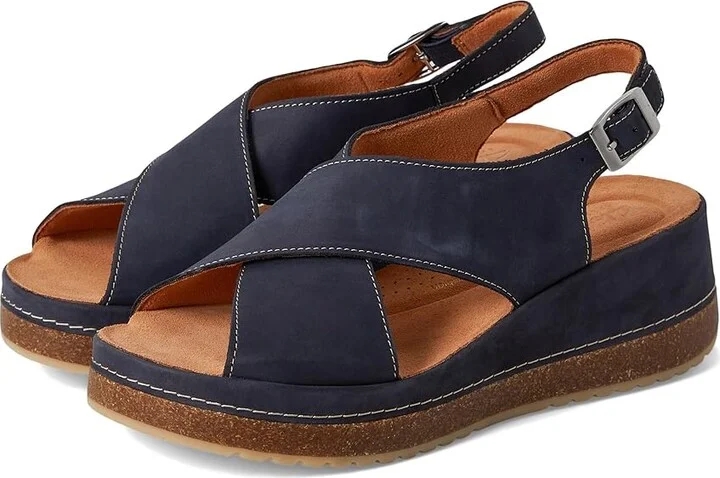 Clarks Kassanda Step Women's Sandals Navy Nubuck : 6.5 B - Medium, Leather