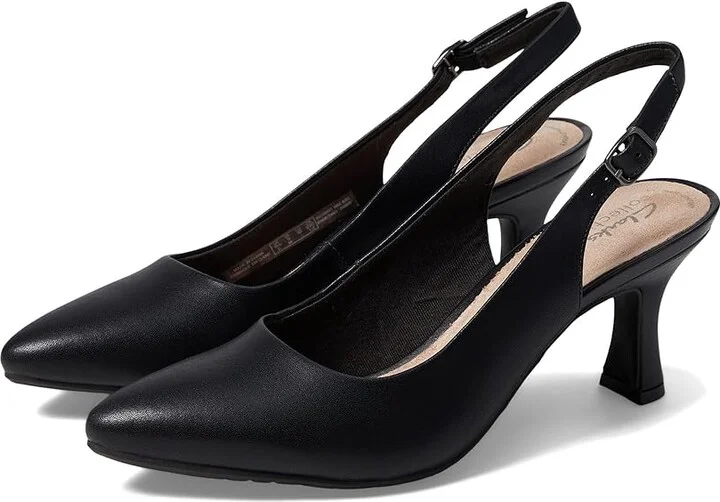 Clarks Kataleyna Step Women's Shoes Black Leather : 6 B - Medium, Leather/Rubber