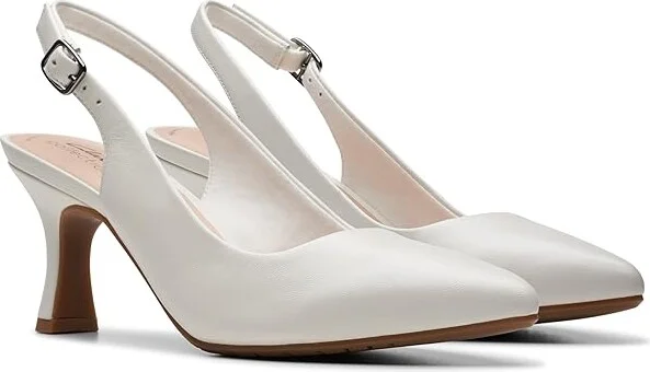 Clarks Kataleyna Step Women's Shoes Off-White Leather : 8 D - Wide, Leather/Rubber