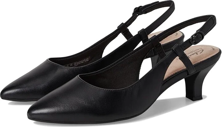 Clarks Kepley Lane High Women's Heels Black Leather : 6.5 B - Medium, Leather/Rubber