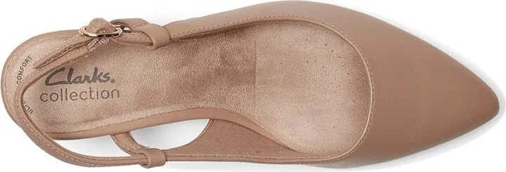 Clarks Kepley Lane High Women's Heels Warm Beige Leather : 10 D - Wide, Leather/Rubber - Image 2