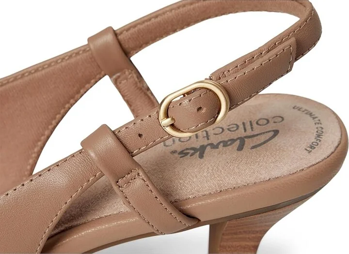 Clarks Kepley Lane High Women's Heels Warm Beige Leather : 10 D - Wide, Leather/Rubber - Image 7