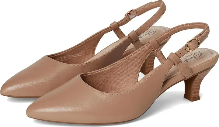 Clarks Kepley Lane High Women's Heels Warm Beige Leather : 10 D - Wide, Leather/Rubber