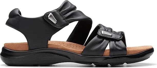 Clarks Kitly Ave Women's Sandals Black Leather : 6 B - Medium - Image 6
