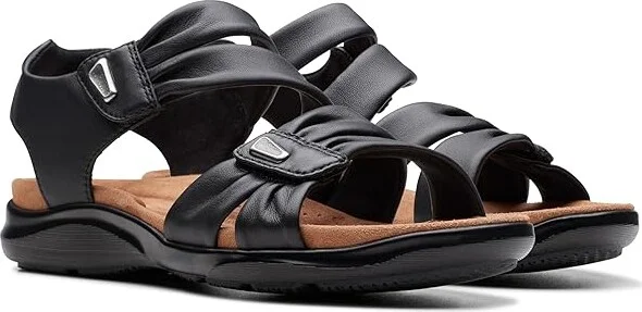 Clarks Kitly Ave Women's Sandals Black Leather : 6 B - Medium