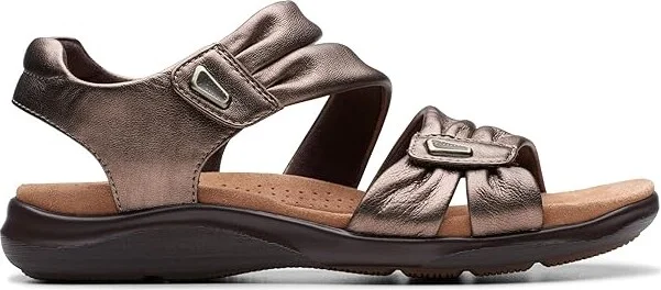 Clarks Kitly Ave Women's Sandals Bronze Leather : 6.5 C - Wide - Image 6