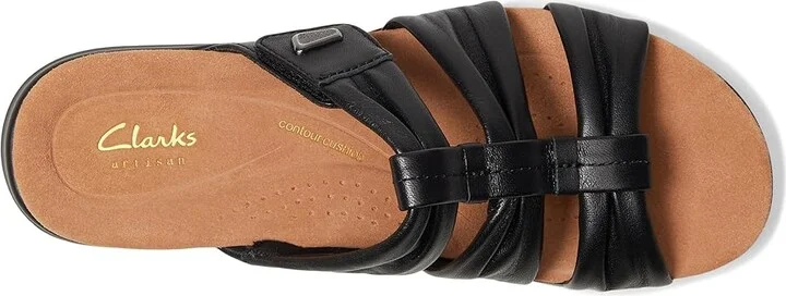 Clarks Kitly Slide Women's Sandals Black Leather : 7 B - Medium - Image 2