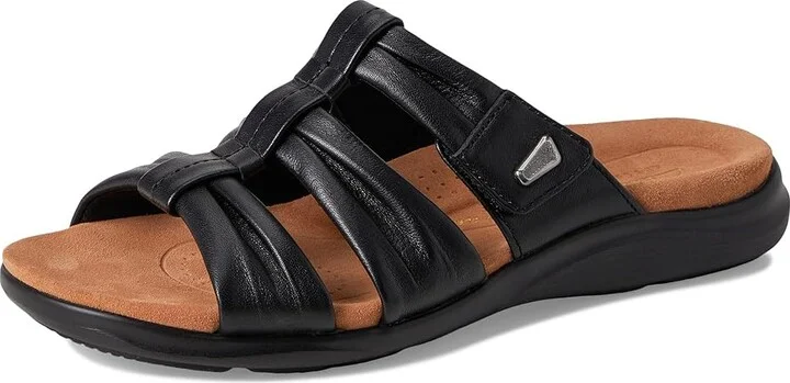 Clarks Kitly Slide Women's Sandals Black Leather : 7 B - Medium - Image 5