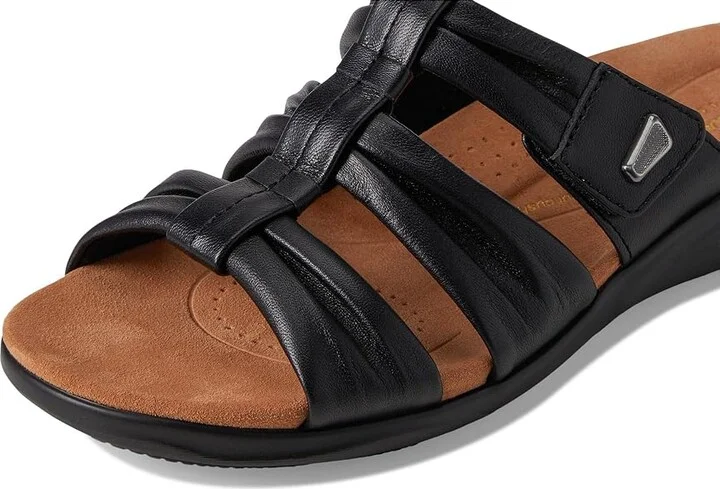 Clarks Kitly Slide Women's Sandals Black Leather : 7 B - Medium - Image 7