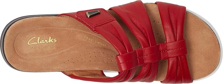 Clarks Kitly Slide Women's Sandals Cherry Red Leather : 9.5 C - Wide - Image 2