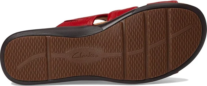 Clarks Kitly Slide Women's Sandals Cherry Red Leather : 9.5 C - Wide - Image 3