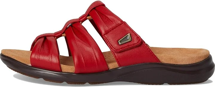 Clarks Kitly Slide Women's Sandals Cherry Red Leather : 9.5 C - Wide - Image 6