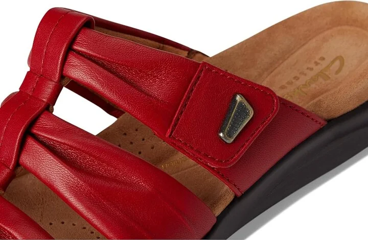 Clarks Kitly Slide Women's Sandals Cherry Red Leather : 9.5 C - Wide - Image 7