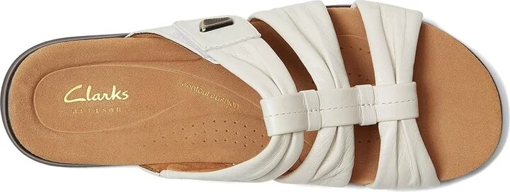 Clarks Kitly Slide Women's Sandals Cream Leather : 9 C - Wide - Image 2