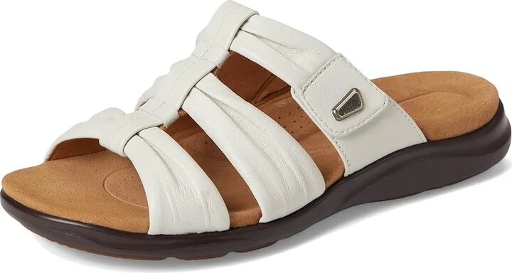 Clarks Kitly Slide Women's Sandals Cream Leather : 9 C - Wide - Image 5