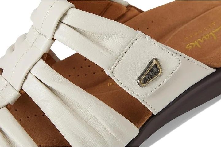 Clarks Kitly Slide Women's Sandals Cream Leather : 9 C - Wide - Image 7