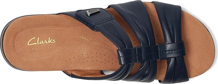 Clarks Kitly Slide Women's Sandals Navy Leather : 9.5 B - Medium - Image 2