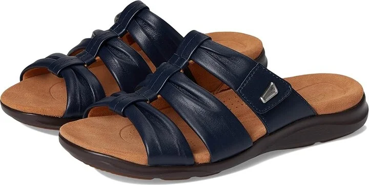 Clarks Kitly Slide Women's Sandals Navy Leather : 9.5 B - Medium