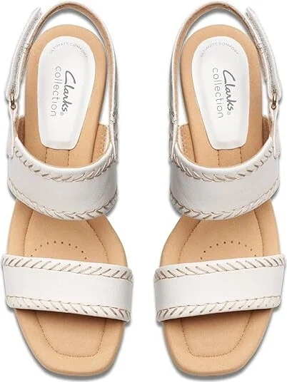 Clarks Kyarra Rose Women's Sandals White Leather : 12 B - Medium, Leather/Rubber - Image 2