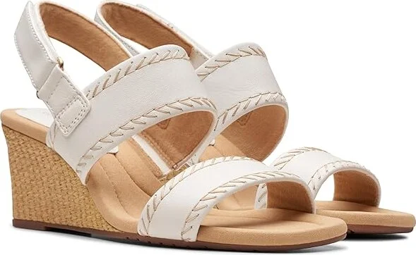 Clarks Kyarra Rose Women's Sandals White Leather : 12 B - Medium, Leather/Rubber